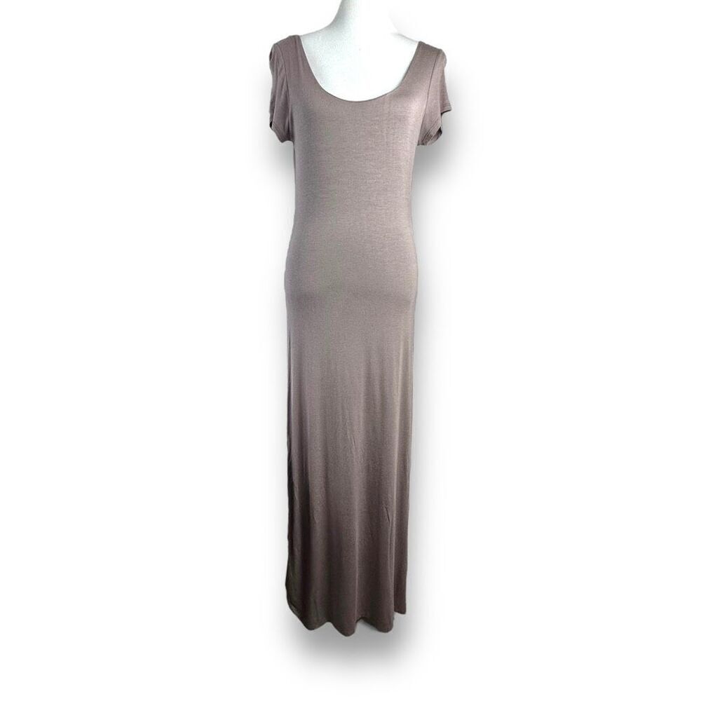 Minty Women's XL Short‎ Sleeve Mermaid Maxi Dress Neutral Stone Beige Lagenlook